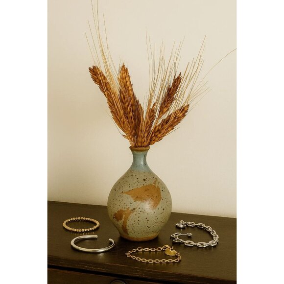 Vintage Studio Pottery Speckled Stoneware Glazed Decorative Vase Artist Signed - Picture 1 of 8